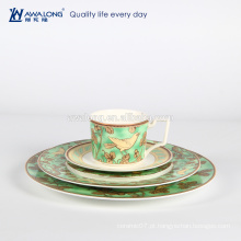 Clássico ecológico verde Bone china Real popular cerâmica dinnerwares